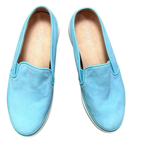 Vionic Tiffany Blue Leather Slide on Sneakers - Picture 1 of 6